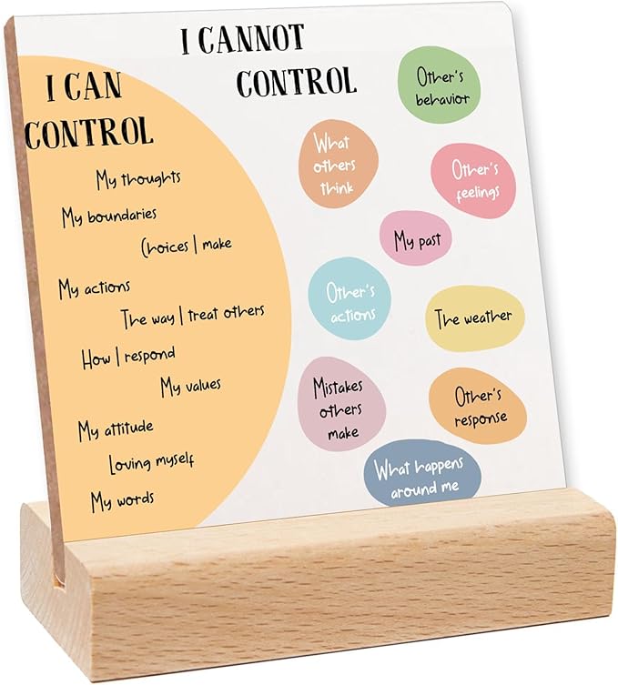Inspirational Office Desk Decor Wooden, Mental Health Gifts, Recovery Self Care Encourage Gifts, Psychology Motivational Decorations for Corner Classroom Counseling Office