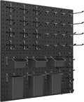 Peg Board Kit, Includes Pegboard and Accessories,with Hooks and Bins,Peg Board Wall Organizer for Office,Ornaments Display,Crafts Organization (66, Black)