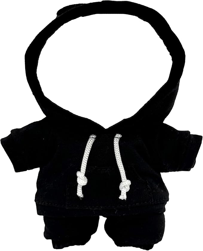 17cm Dolls Clothes Outfit Set for Doll - Casual Style Hoodies Clothing Set for Doll Dress Up, Black Set