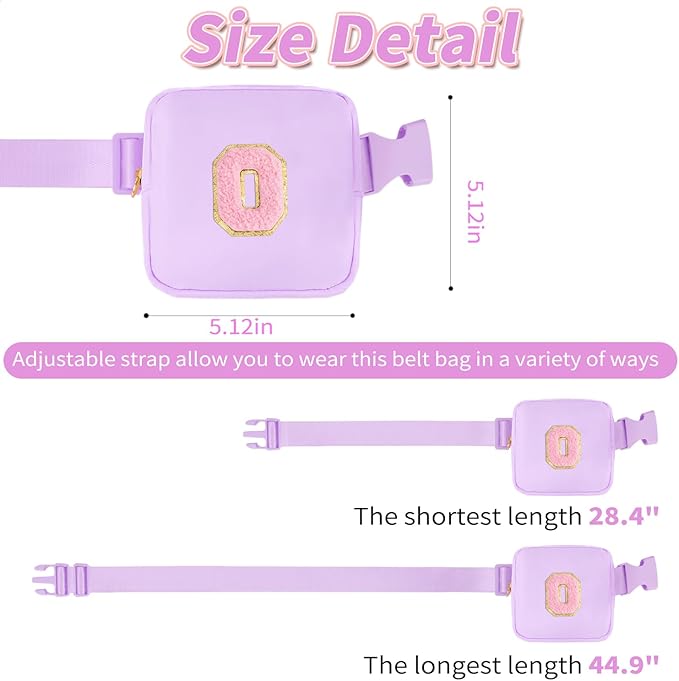 Mini Belt Bag Fanny Pack with Initials Letter Patch Small Crossbody Bags Cute Stuff Birthday Gifts for Teenager Girls Trendy Stuff for Teens - O,Lavender