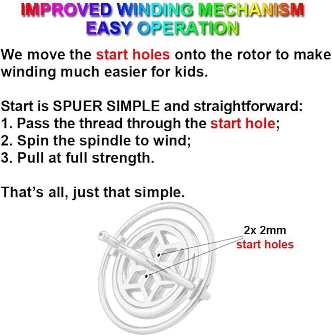 DjuiinoStar Premium Gyroscope: Sturdy&Durable, Pass 2nd Floor Drop Test, Long Spin Time (Play Tricks at Ease, Use Ball Bearings), Educational Physics Anti-Gravity Toy DG-5B