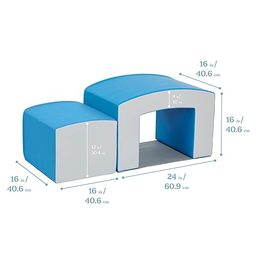 ECR4Kids SoftZone Junior Mix n' Match Tunnel and Bump, Beginner Playset, French Blue