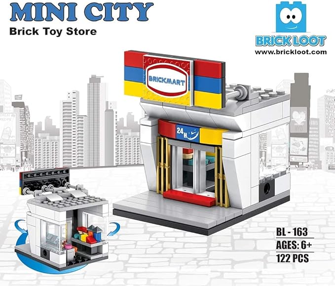 Brick Loot Exclusive Mini City Brickmart Brick Toy Store – Custom Designed Lego-Compatible Model, Perfect for Brick Building Fans, Detailed Toy Store Design, Fun Construction Project