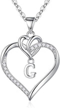 STORUP Heart Initial Necklaces for Women Girls, 14K Gold Plated Cubic Zirconia Heart Initial A-Z Pendant Necklace Dainty Heart Necklaces for Women Teen Girl Jewelry Birthday Gifts