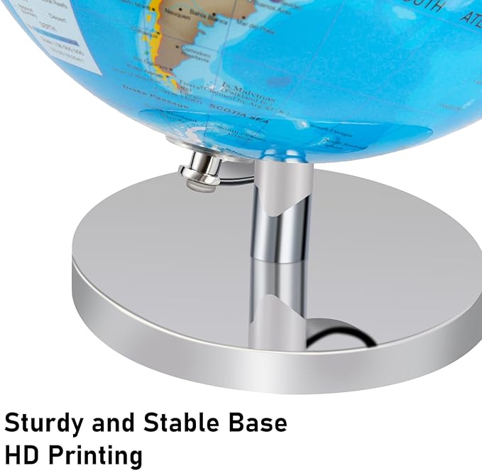 9'' Globe for Children World Globe with Stand Rewritable Easy-Read High Clear Map Earth Globes for Adults, Educational Interactive Globes for Kids Learning STEM Toy Present for 3+ Years Old