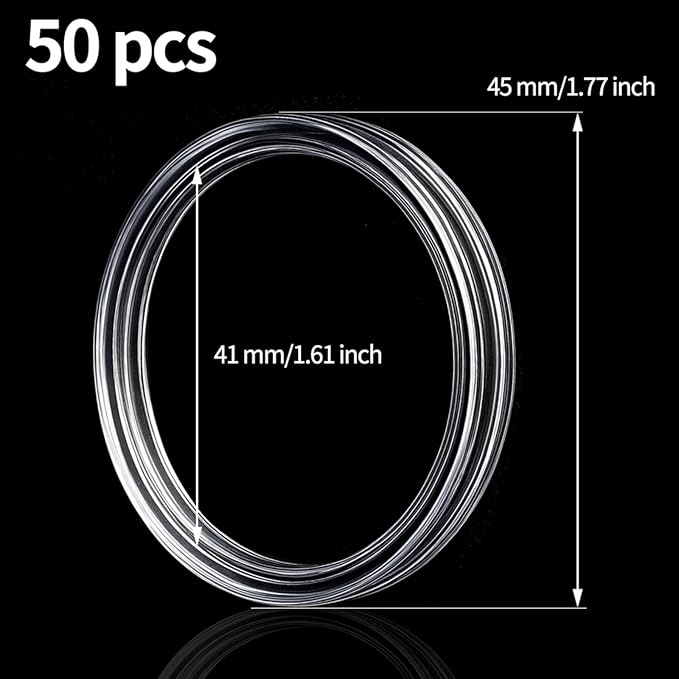 50 PCS 41mm Clear Plastic Coin Capsules with Coin Holder Case, Airtight Coin Holders, Coin Storage Containers, Coin Supplies Plastic Holders, Coin Protectors