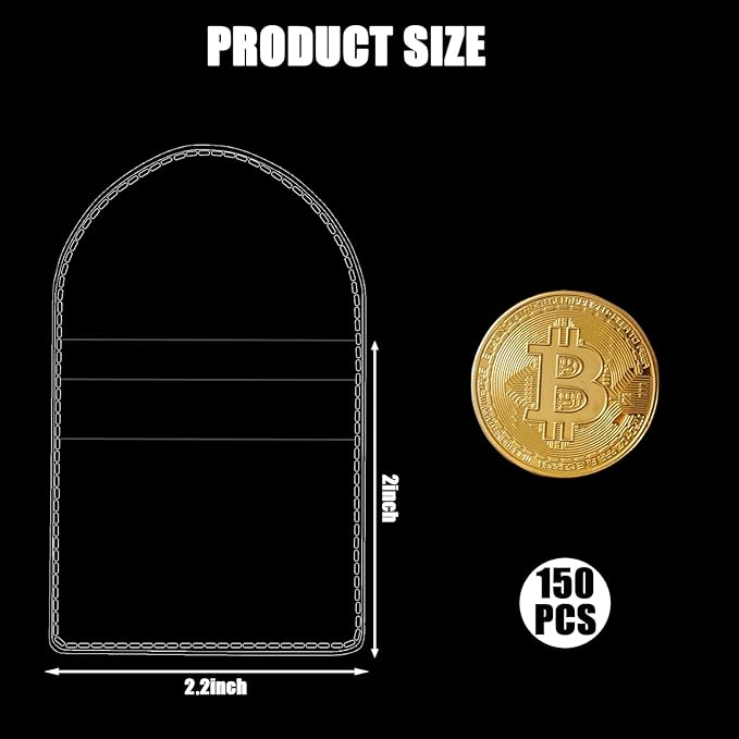 Ysglory 150Pcs Single Pocket Coin Flips Coin Sleeves Holders Clear PVC Coin Protectors Individual Plastic Coin Holders for Coin Currency Bills Collectors Protector (2.2 x 2 Inch) (Round)