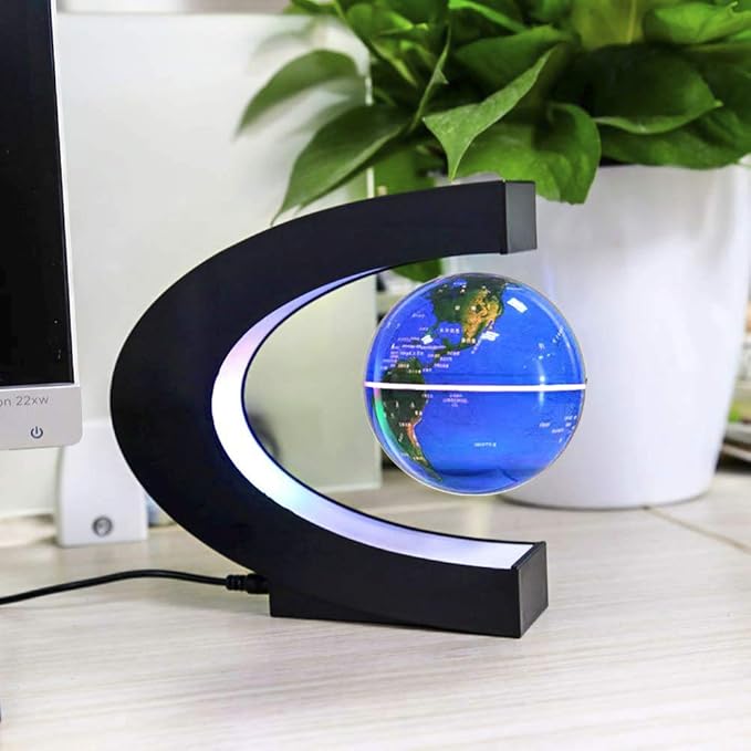 Magnetic Levitating Globe with LED Light, Cool Tech Gift for Men Father Boys and Girls, Birthday Gifts for Kids, Floating Globes World Desk Gadget Decor in Office Home Display (Blue)