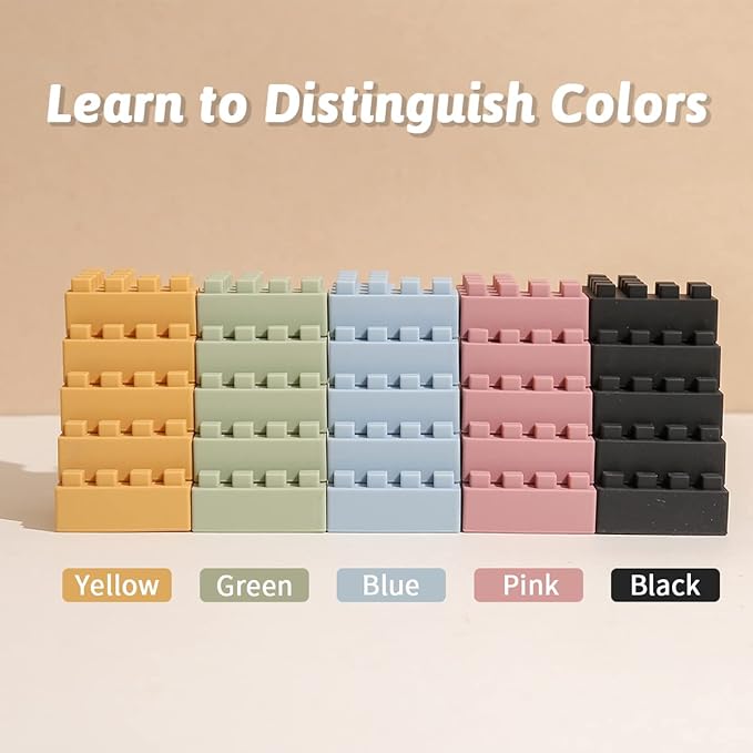 Stacking Toys Soft Building Blocks, Silicone Montessori Educational Toy Toddler Sensory Learning, Baby Bath Toys, Girls Boy Gifts for Kids Age 1 2 3 Years Old