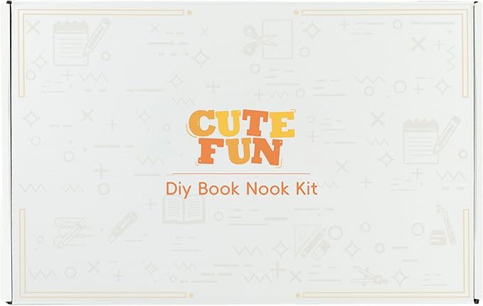 Cutefun Book Nook Kit - DIY Miniature Doll House Kit, Book Nook Kits for Adults, 3D Wooden Puzzle Bookend Bookshelf with LED Light for Cafe Crafts Lovers (Corner Coffee Shop)