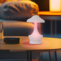 Mushroom Lamp Cordless Table Lamp - Room Decor Aesthetic Night Light for Night Stands and Desk Lamps - Fun and Energy- Night Light with USB Charging Port - Soft Indoor Lighting for Kids (White)