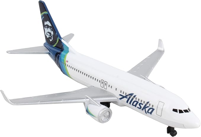 Daron Alaska Airlines Airport Playset with Die-Cast Metal Model Airplane with Plastic Parts, Cars and Transportation Toys for Kids Ages 3+