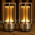 Klarako Crystal Lantern Lamp – Modern Cordless Rechargeable Bedside & Outdoor Light, Portable Wireless Lamp – Dimmable Touch Control – Luxury Living Room & Hotel-Style Lighting (Gold, 2-Pack)