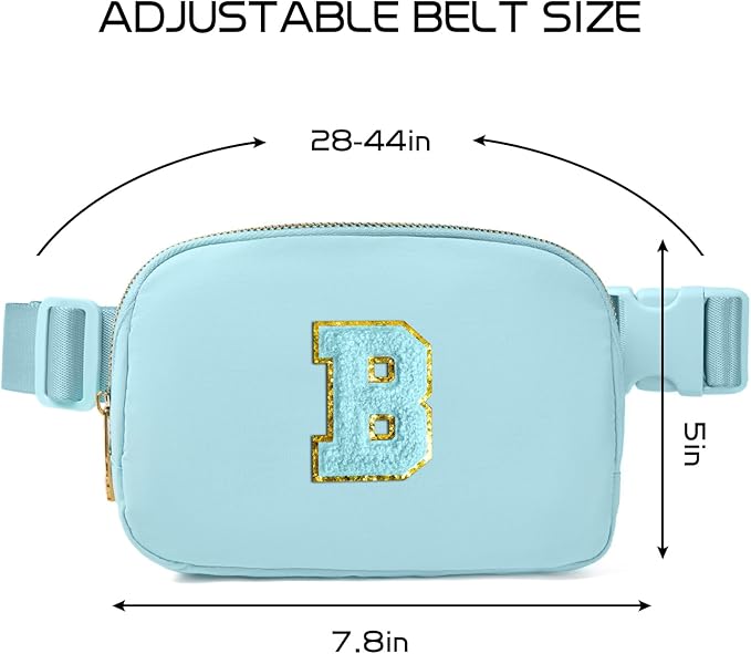 Gitus Gifts for 8 9 10 11 12 Year Old Girls Belt Bag Fanny Pack Crossbody Bags with Initial Letter Patch Cute Stuff Birthday Gifts for Teen Girls Women Personalized Trend Stuff (Icing Blue-B)