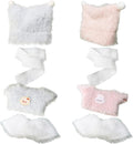 2 Sets of Clothes for Doll, 8 Pcs Accessories for 17cm & 15cm Outfits (No Doll), Double Joy Twin Pack - Fluffy: Blue hat + Blue Clothes + Pink hat + Pink Clothes + 2 White Scarves + 2 White Trousers