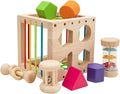 Montessori Wooden Shape Sorting Cube – Baby Sensory Rattles for Infants Over 18 Months, Wooden Baby Toys for 2 Year Old Educational Shape Sorter for Babies & Toddlers