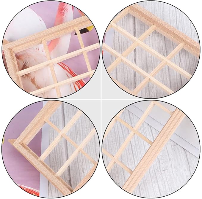 DOITOOL 2Pcs 1: 12 Dollhouse Window Frame Dollhouse Miniature Furniture Mini Wooden Window Frame DIY Dollhouse Bedroom Accessories, 3.3 x 4.5inch