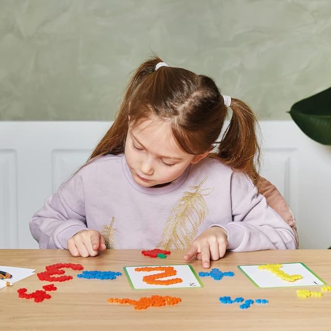 PLUS PLUS - Learn to Build ABC & 123 - 400 Pieces, 40 Flash Cards - Construction Building STEM / STEAM Toy, Interlocking Mini Puzzle Blocks for Kids