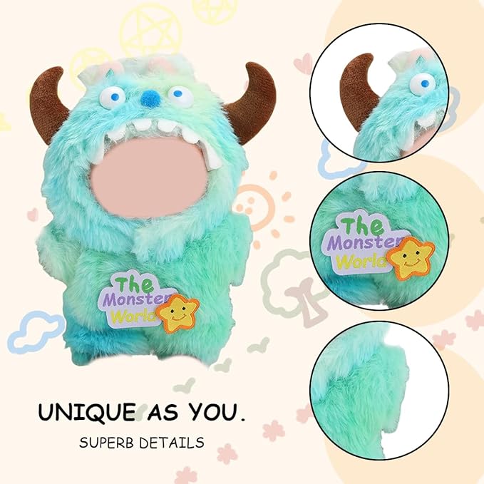 17cm Doll Clothes Set, Premium Jeans & Knitted Sweater Outfit for 17cm 15cm Dolls, Cute Dress Up Fashion, No Doll Included (Monsters, 17cm/15cm)