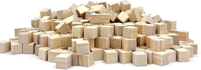 Wood Blocks for Crafting, Unfinished Wood Cubes, 1/2 Inch Natural Wooden Blocks, Pack of 180 Wood Square Blocks, Wooden Cubes for Arts and Crafts and DIY Projects