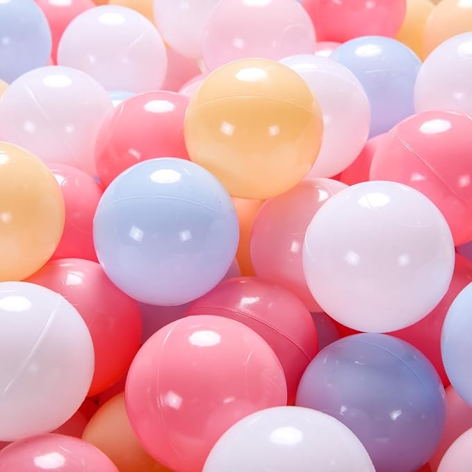 Ball Pit Balls Pack of 100 200 500 - Star and Round Set BPA Free Phthalate Free Non-Toxic Crush Proof Play Balls Soft Plastic Balls for Toddlers Baby Kids Birthday Pool Tent Party