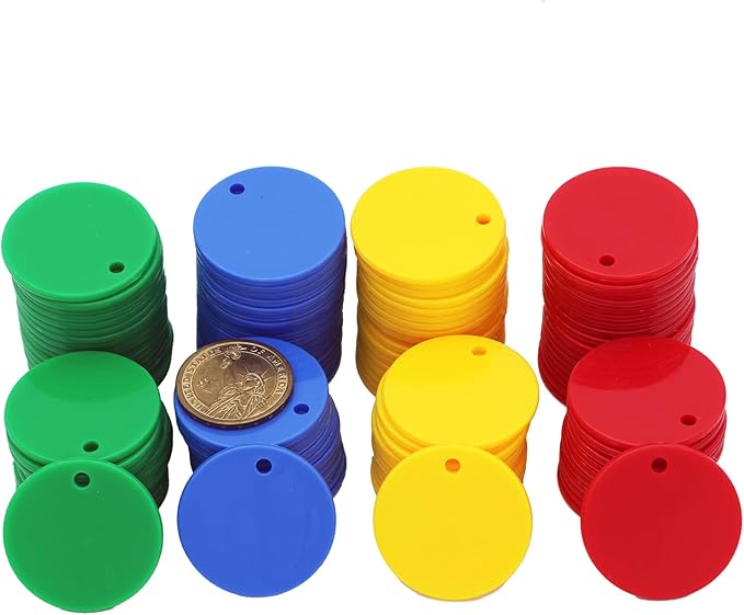 35MM with Holes, 120 Pieces per Box of Plastic Poker Chips - Perfect for Bar Activities, Teaching Games, and Customizable Accessories with Text.