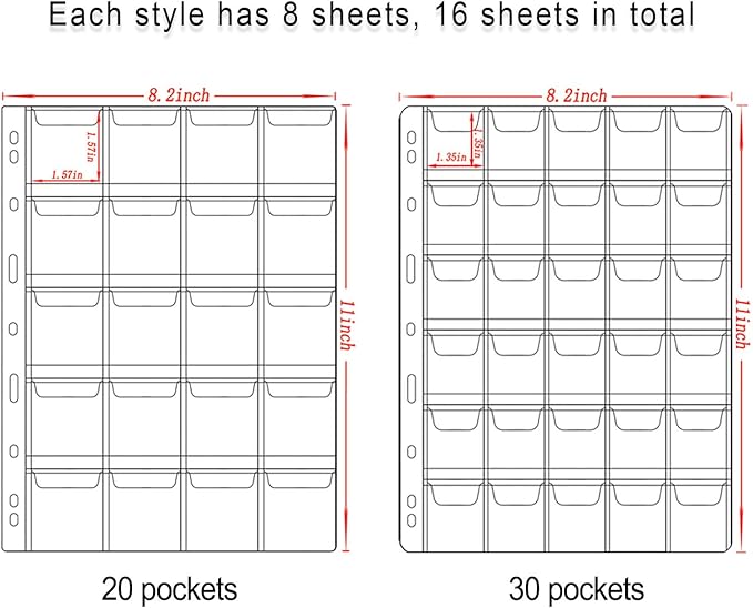 400 Pockets Coin Collection Album Book Holder for Collectors, 2 Size Coin Collecting Pages Fireproof Coin Collecting Album for 17/20/23/25/27/30/38/40mm Coins