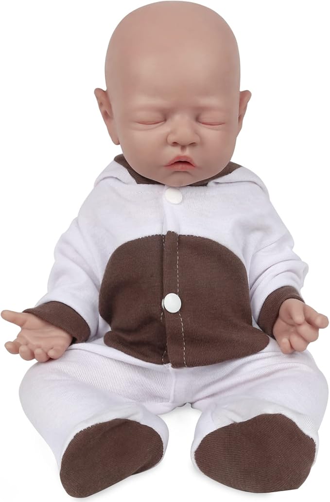 Vollence 18 inch Eyes Closed Silicone Baby Doll That Look Real,Reborn Real Baby Doll,Lifelike Baby Dolls - Girl