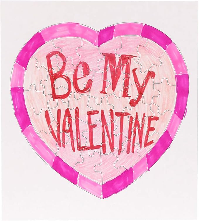 Hygloss 6 Blank Heart Puzzles – 8.5 x 9.5 Inches with Surrounding Frame + Backing Card – Ideal for Valentine’s Day Crafts – Write, Draw, and Decorate – 34 Pieces Each