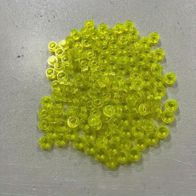 560 Piece Transparent Colors Building Plate Bulk, Round 1x1, Compatible with Lego Parts and Pieces: (Color:Trans Yellow)