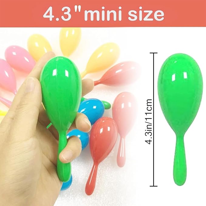 48pcs Mini Maracas for Kids Mexican Fiesta Party Favors Plastic Maraca Shakers Noisemaker for Cinco de Mayo Day of the Dead Fiesta Mexican Themed Birthday Christmas Party Supplies Favors Kids Gifts