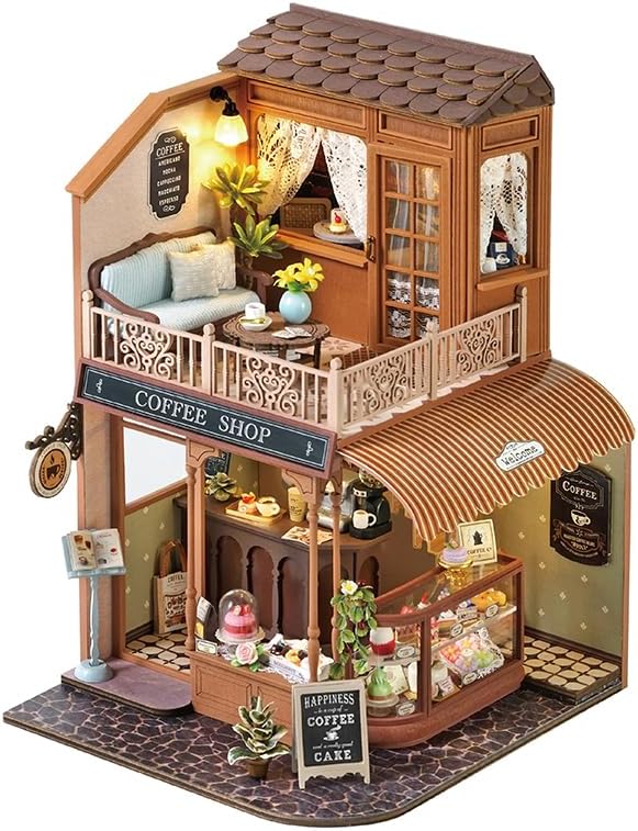 TuKIIE DIY Miniature House Kit with Furniture, 1:24 Scale Creative Room Wooden Mini Dollhouse Plus Dust Proof & Music Movement for Kids Teens Adults(Encounter with Time)