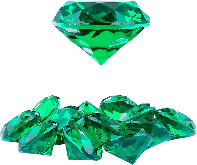 Niceup 26PCS Fake Emeralds Green Gemstones Plastic Acrylic Diamond Gems Toys Big 1.5in Kid Diving Gem Pool Toy Party Decorations Crafts