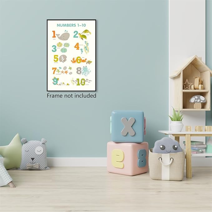 xbsifyiooa Number 1-10 Poster for Toddlers, Learning & Educational Numbers Posters for Toddlers 1-3, Kids Learning Posters, Cute Animal Numbers Chart Preschool Wall Posters For Kids 12x16in Unframed