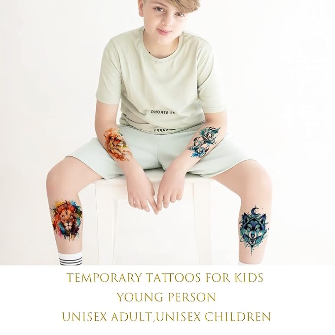 Roarhowl Temporary Tattoos for Adults and kids, Watercolor Art, DIY Stickers,Waterproof temporary tattoo (Medium)