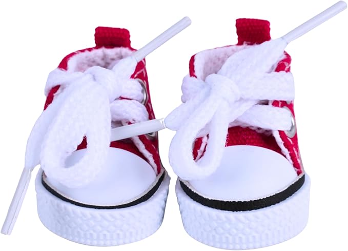 17cm Doll Clothing, fits 5.9-6.69 inch (15-17cm) Doll, high Fashion 5-Piece Clothing and Accessory Set with top, Jumpsuit, Sunglasses, Headphones and Canvas Shoes (Doll not Included) (red)