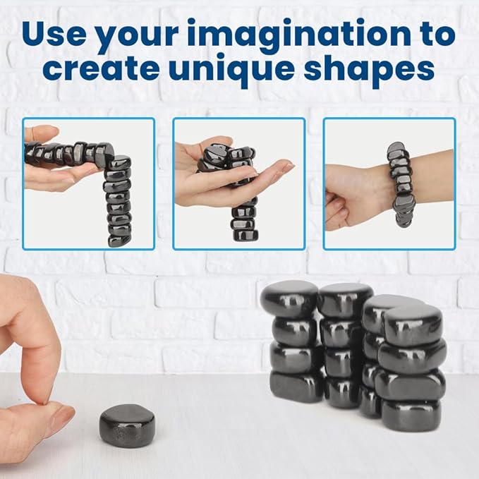 Cool Fidget Toy Fridge Magnets Rocks,Science Kit Magnet DIY Alphabet Number, Magnetic Hematite Stones Gift, Magnet Ferrite Putty Desk Toy for Adults(24PCS)