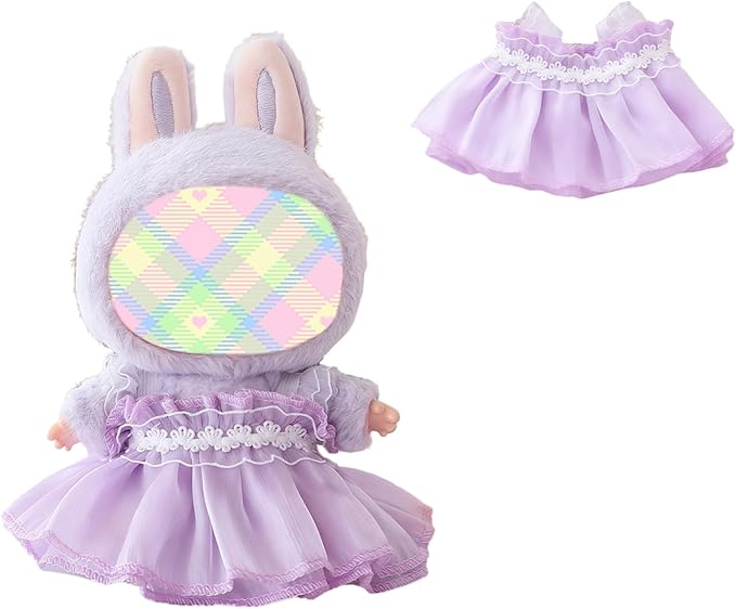 Clothes for Dolls Accessories, Outfit Set Gauze Dress for 15cm 17cm Doll (No Doll), Romantic Skirt Doll Clothing Set Replacement Purple