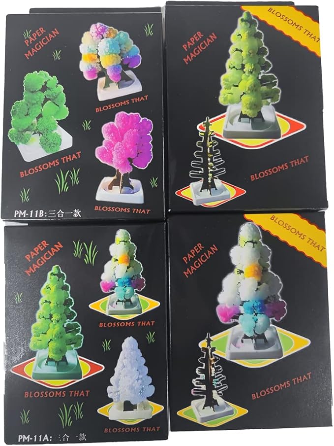 3 in 1 Mini Christmas Tree Magic Growing, Paper Tree Colorful DIY Crystal Growing Kit/Ornaments Decoration Toy Novelty Xmas Gift Boys Girls Science Kits & Toys Learning Guide (A)