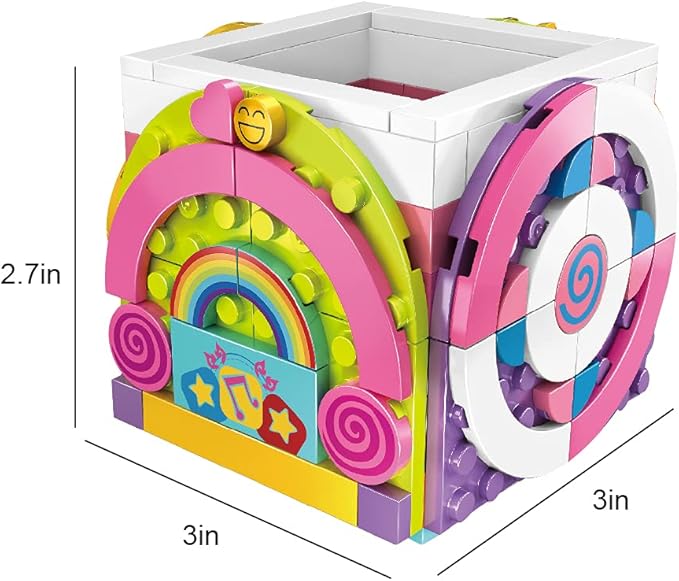SIENON Dots Rainbow Pencil Holder Building Blocks, DIY Creative Craft Bricks Pen Holder Kit, Fun Construction Jewelry Organizer Box Toys for Kids Birthday Christmas Gift