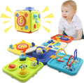 Baby Activity Cube Toy, 6-Sided Learning Toy with Gears, Shapes, Numbers and Puzzles, Multi-Colour (Blue)