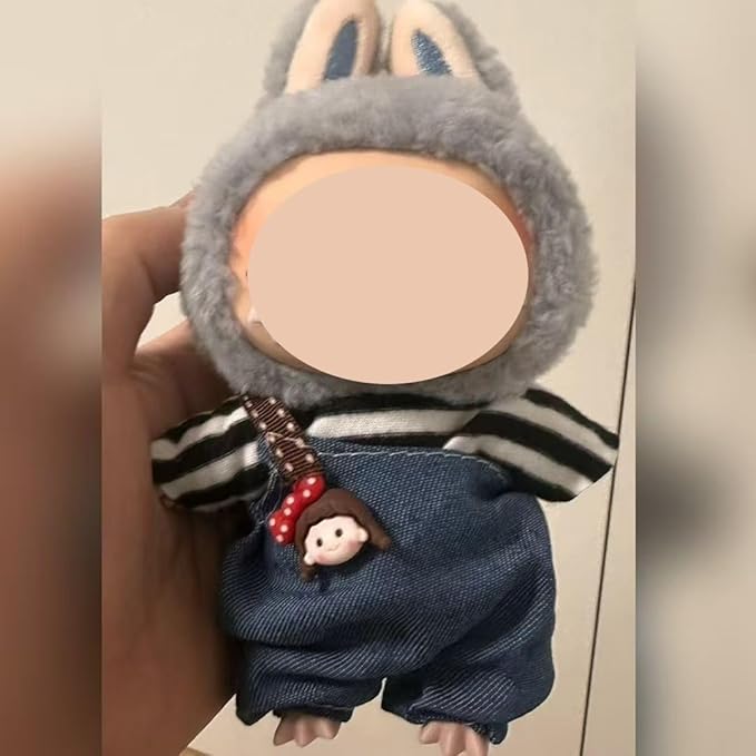 Clothes Set Compatible with 17cm Doll, Hat and Overalls Set for 15cm Doll Accessories Suit, Cute Clothe for Dress up Unique Style(RC15)