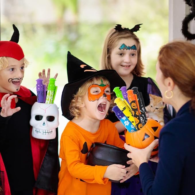 Letapapa Halloween Party Favor for Kids, 48 Pcs Halloween Jumbo Pens in 6 Designs, Halloween Toys, Goodie Bag Stuffers Fillers, Trick or Treat, School Classroom Rewards