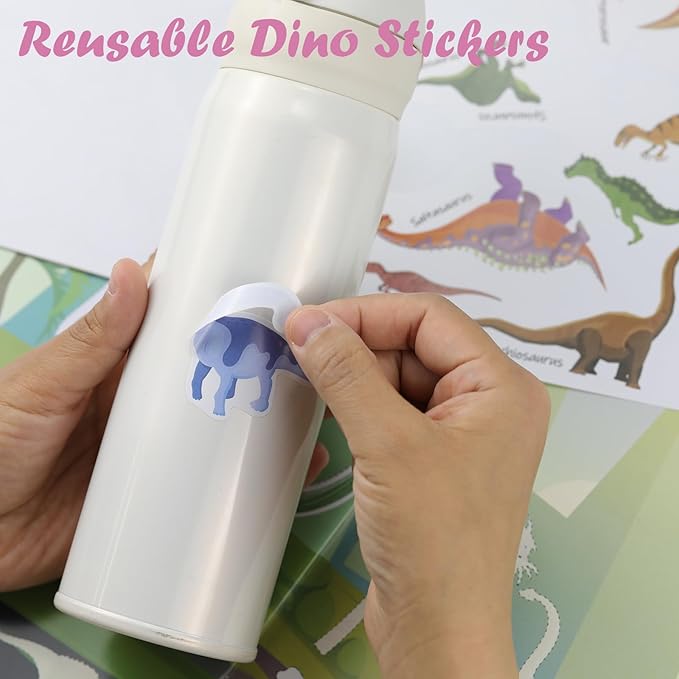 Dinosaur Sticker Book for Kids - 230+ Stickers & 8 Scenes Dinosaur Park - Side by Side Activity Book - Fun Reusable Scenes - Great for Boys & Girls Ages 2-4 4-8