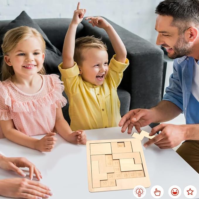 Daily Calendar Wooden Puzzle for Adults - 365+ Date Challenge, Office Logic Game (1 Pack)