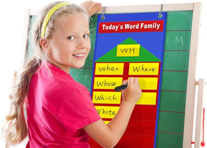Word Families Pocket Chart,Pocket Chart with Word Families Cards,Phonics and Rhyming,CVC Word Sorting,Reading Skills for Preschool and Kindergarten