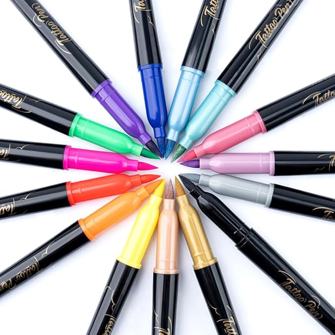 Transon 15 colors Face Painting Marker for Halloween and Makeup Parties Temporary tattoo Painting Body Painting with Brush Tip Including Stencil Stickers