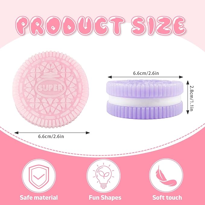 Sticky Cookie Squishies Fidget Toys Adults, Squeeze Toys Sensory Toys for Kids with Autism, Stress Balls for Adults Fidgets Birthday Gifts Party Favors for Kids(12 Pack Pink Black Green Purple)