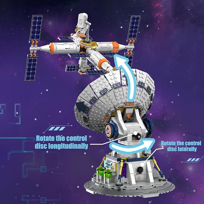 Space Radio Telescope Building Blocks Sets，Ideal Gift for Space Lovers，Radio Telescope Building Blocks Set for Exploring Space（1053PCS）-Toys Gifts for Adult