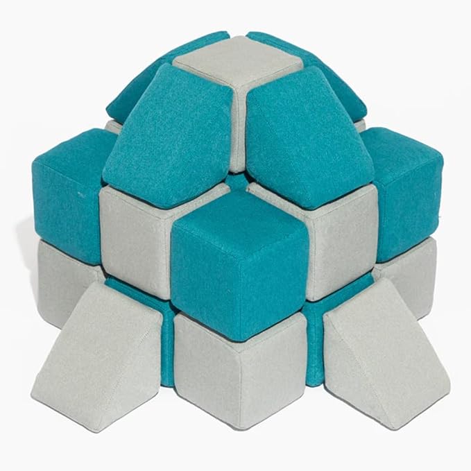 Freshly Picked MagnetBlox Magnetic Construction Blocks for Kids, Standard Set, Blue Gray